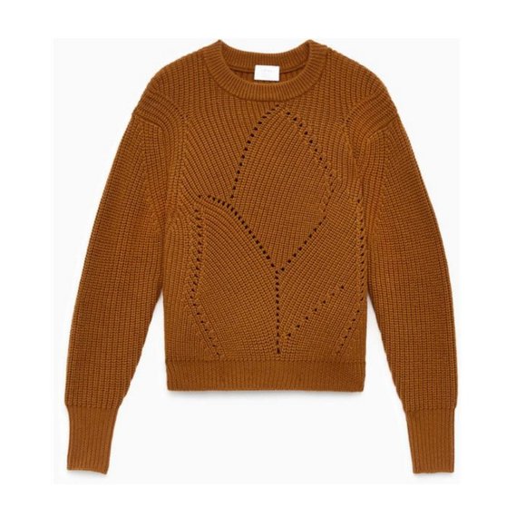 Aritzia Wilfred Serment Sweater 100% Merino Wool Pointelle Oversized Knit Fall - Picture 3 of 11